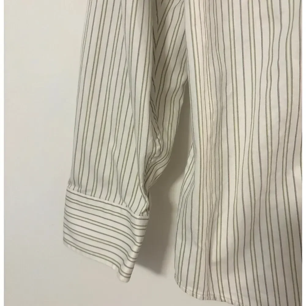 Banana Republic Men’s Button Up Shirt Medium Beige Stripe Long Sleeve Casual